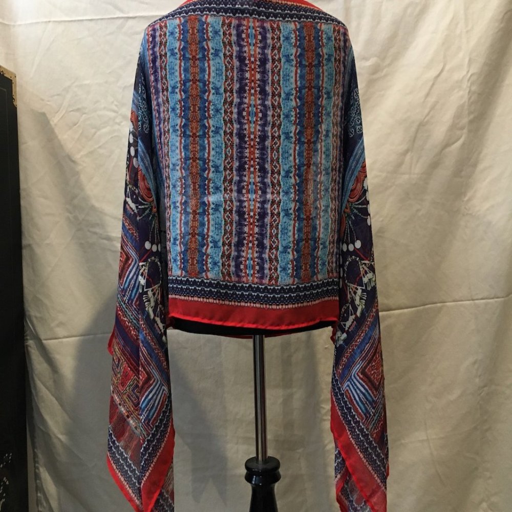 Colorful flowy bell arm blouse - Picture 4 of 7